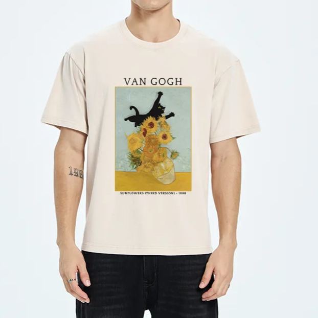 Magmoo Cat Attacks Vase Washed T-Shirt