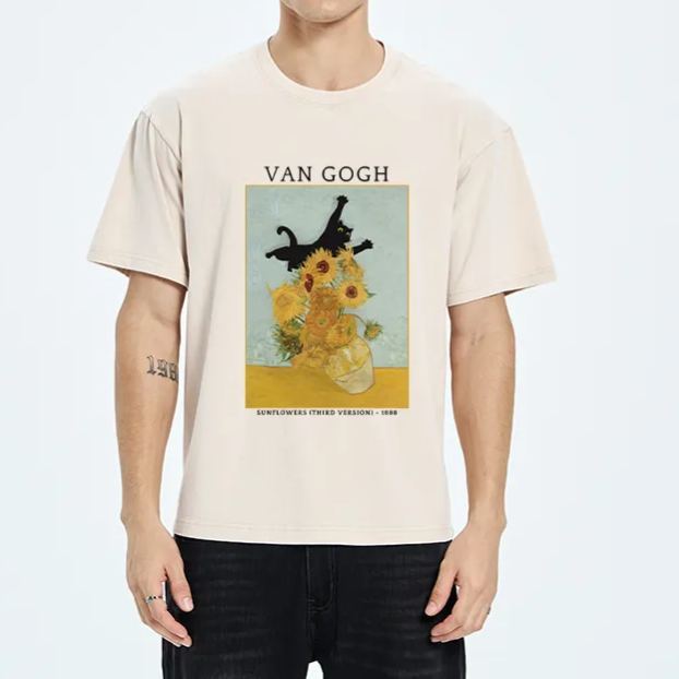 Magmoo Cat Attacks Vase Washed T-Shirt