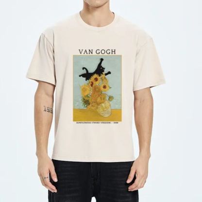 Magmoo Cat Attacks Vase Washed T-Shirt