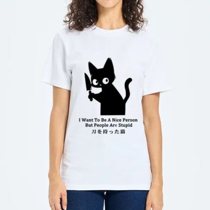 Magmoo Black Cat With A Knife Japan Classic T-Shirt
