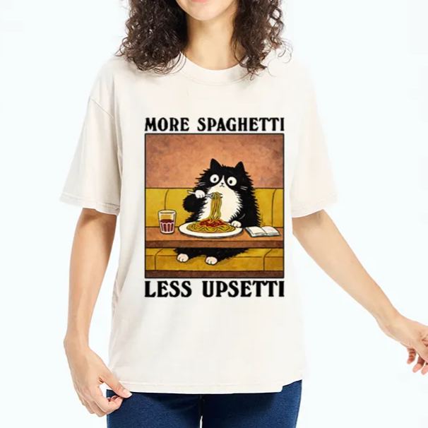 Magmoo Unavailable Cat: More Spaghetti Less Upsetti Washed T-Shirt