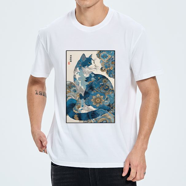 Magmoo Japanese Ukiyo-e Flowers Cat Classic T-Shirt