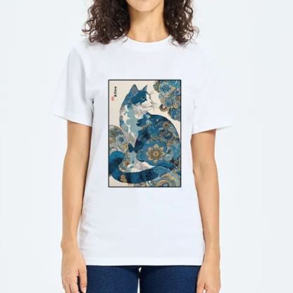 Magmoo Japanese Ukiyo-e Flowers Cat Classic T-Shirt