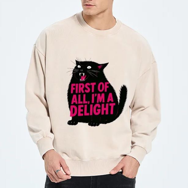 Magmoo Roaring Black Cat Washed Sweatshirt