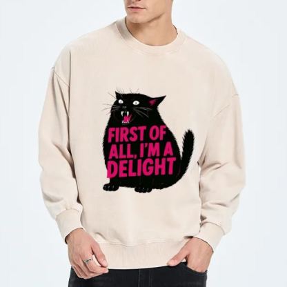 Magmoo Roaring Black Cat Washed Sweatshirt