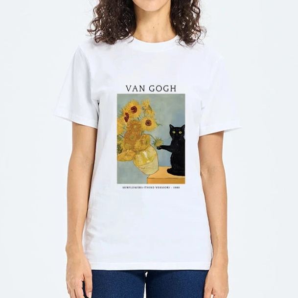 Magmoo Black Cat With Sunflowers Classic T-Shirt