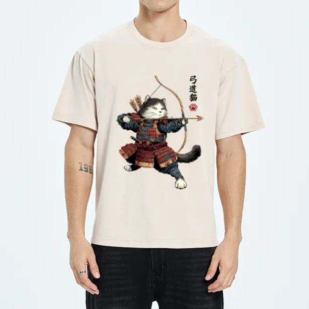 Magmoo Kyudo Samurai Cat Washed T-Shirt