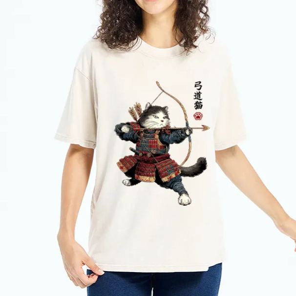 Magmoo Kyudo Samurai Cat Washed T-Shirt