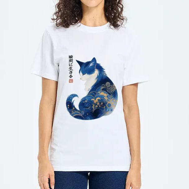 Magmoo Retro Zen Cat: Living the Present Classic T-Shirt