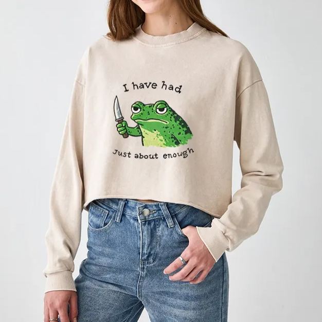 Magmoo Impatient Frog Washed Crop Sweatshirt