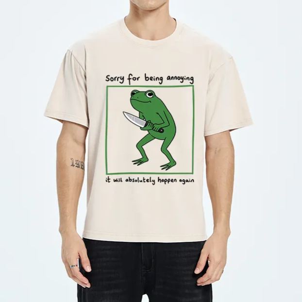 Magmoo Frog Holding A Knife Japan Washed T-Shirt
