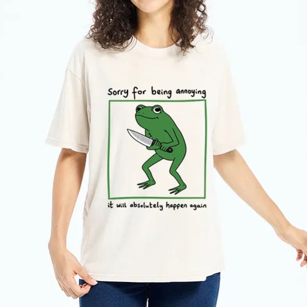 Magmoo Frog Holding A Knife Japan Washed T-Shirt