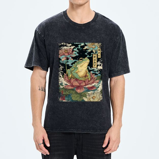 Magmoo The Meditating Frog: Calm in Chaos Washed T-Shirt