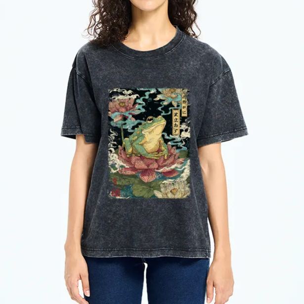 Magmoo The Meditating Frog: Calm in Chaos Washed T-Shirt