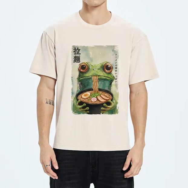 Magmoo Spacey Frog Eating Ramen Washed T-Shirt