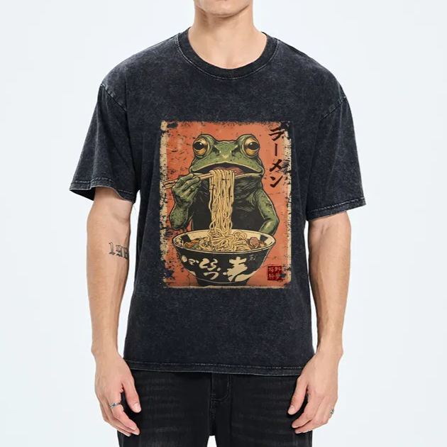 Magmoo The Ramen Frog Poster Washed T-Shirt