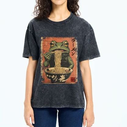 Magmoo The Ramen Frog Poster Washed T-Shirt