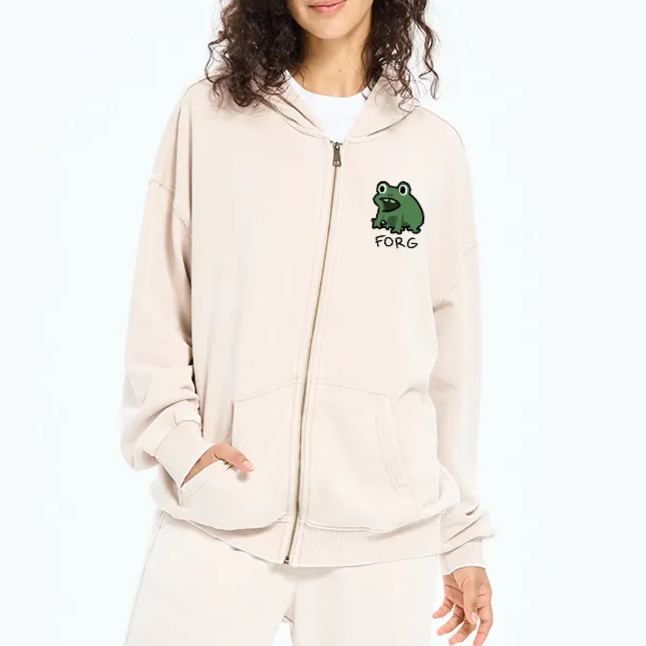 Magmoo Funny Forg Japan Washed Zip Hoodie