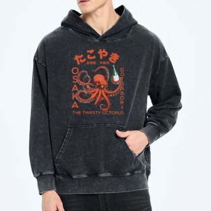 Magmoo Octopus Drinks Soju Washed Hoodie