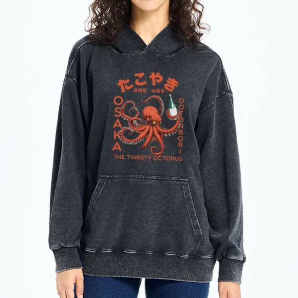Magmoo Octopus Drinks Soju Washed Hoodie