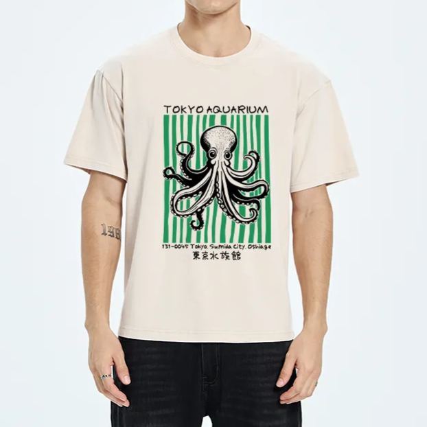 Magmoo Cute Tokyo Octopus Washed T-Shirt