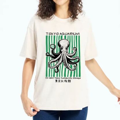 Magmoo Cute Tokyo Octopus Washed T-Shirt