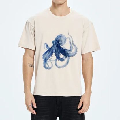 Magmoo Blue Octopus Washed T-Shirt