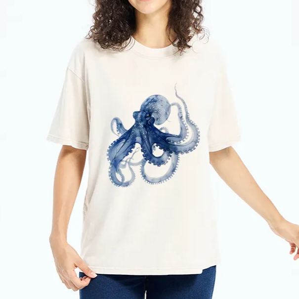Magmoo Blue Octopus Washed T-Shirt