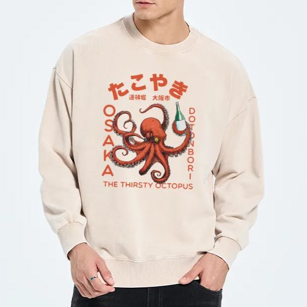 Magmoo Octopus Drinks Soju Washed Sweatshirt
