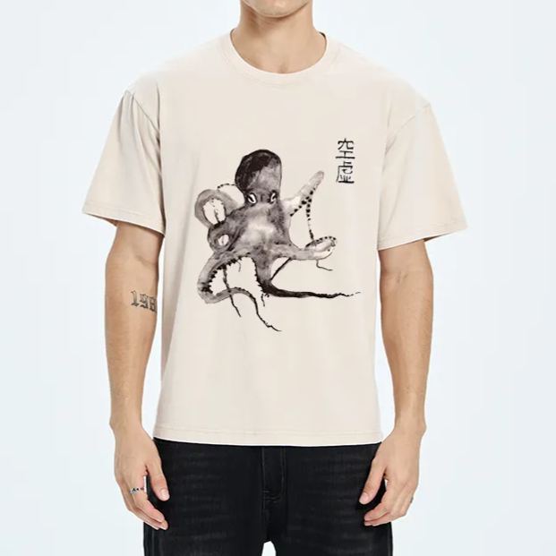 Magmoo Octopus Ink Painting Washed T-Shirt
