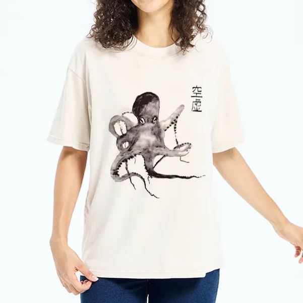 Magmoo Octopus Ink Painting Washed T-Shirt
