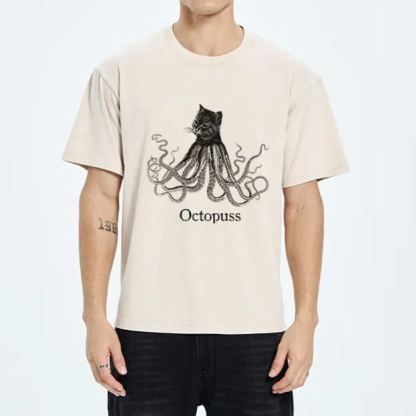 Magmoo Octopus Cat Monster Washed T-Shirt
