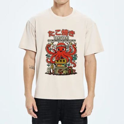 Magmoo Japanese Takoyaki Shop Octopus Washed T-Shirt