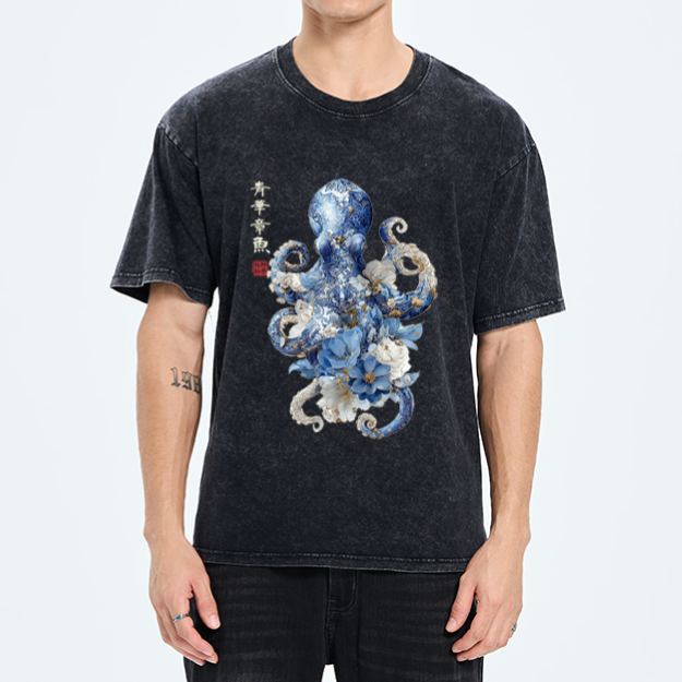 Magmoo Porcelain Blossom Octopus Washed T-Shirt