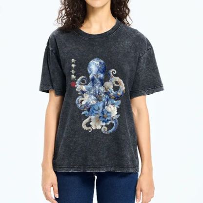 Magmoo Porcelain Blossom Octopus Washed T-Shirt