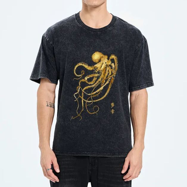 Magmoo Japan Octopus Ink Painting Washed T-Shirt