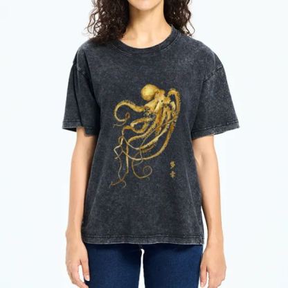 Magmoo Japan Octopus Ink Painting Washed T-Shirt