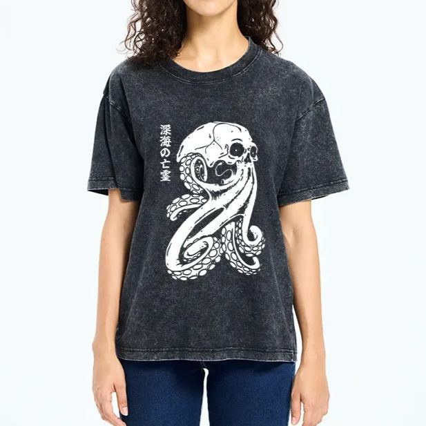 Magmoo Octopus Of The Deep Ghost Washed T-Shirt