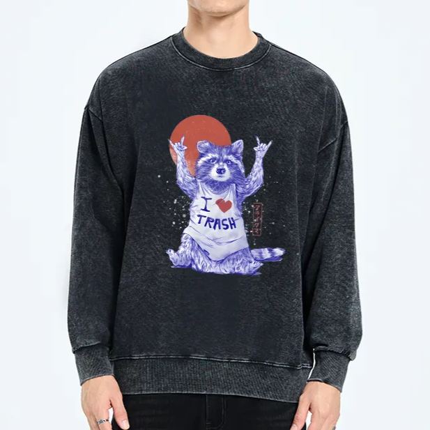 Tokyo-Tiger I love Trash Washed Sweatshirt