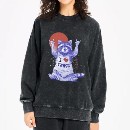 Tokyo-Tiger I love Trash Washed Sweatshirt