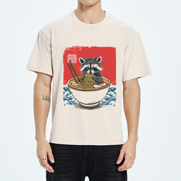 Magmoo Ramen Lover Raccoon Washed T-Shirt