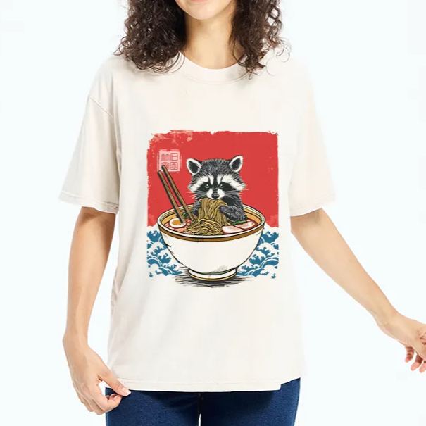 Magmoo Ramen Lover Raccoon Washed T-Shirt