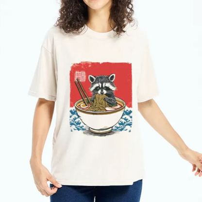 Magmoo Ramen Lover Raccoon Washed T-Shirt