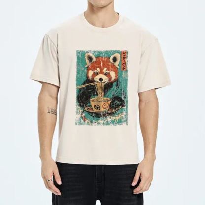 Magmoo Raccoon Eating Ramen Washed T-Shirt