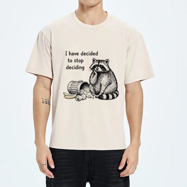 Magmoo Raccoon Stops Making Choices Washed T-Shirt