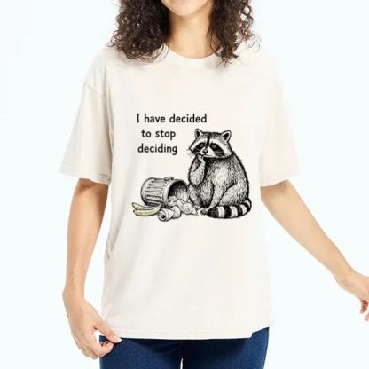 Magmoo Raccoon Stops Making Choices Washed T-Shirt