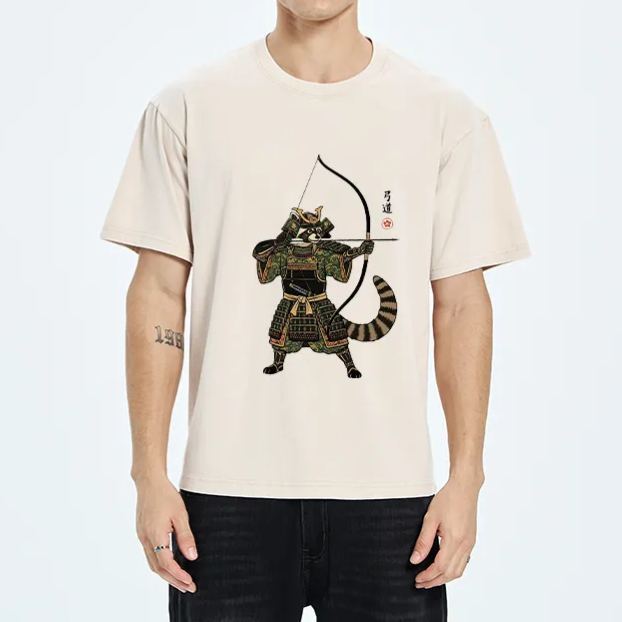 Magmoo Kyudo Raccoon Samurai Washed T-Shirt