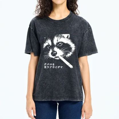 Magmoo Somking Raccoon Washed T-Shirt