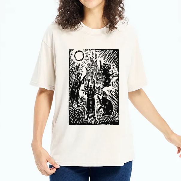Magmoo Raccoons And Campfires Washed T-Shirt