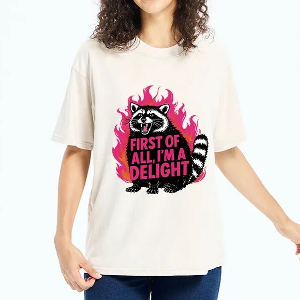 Magmoo Angry Raccoon Funny Washed T-Shirt